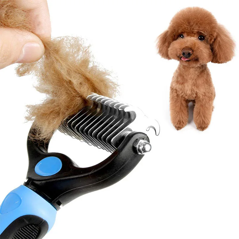 Professional Double-Sided Stainless Steel Undercoat Rake & Dematting Comb for Dogs and Cats - Safe Painless Mat Remover, Deshedding Tool for Matted Fur and Coat Maintenance