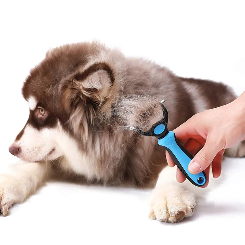 Professional Double-Sided Stainless Steel Undercoat Rake & Dematting Comb for Dogs and Cats - Safe Painless Mat Remover, Deshedding Tool for Matted Fur and Coat Maintenance