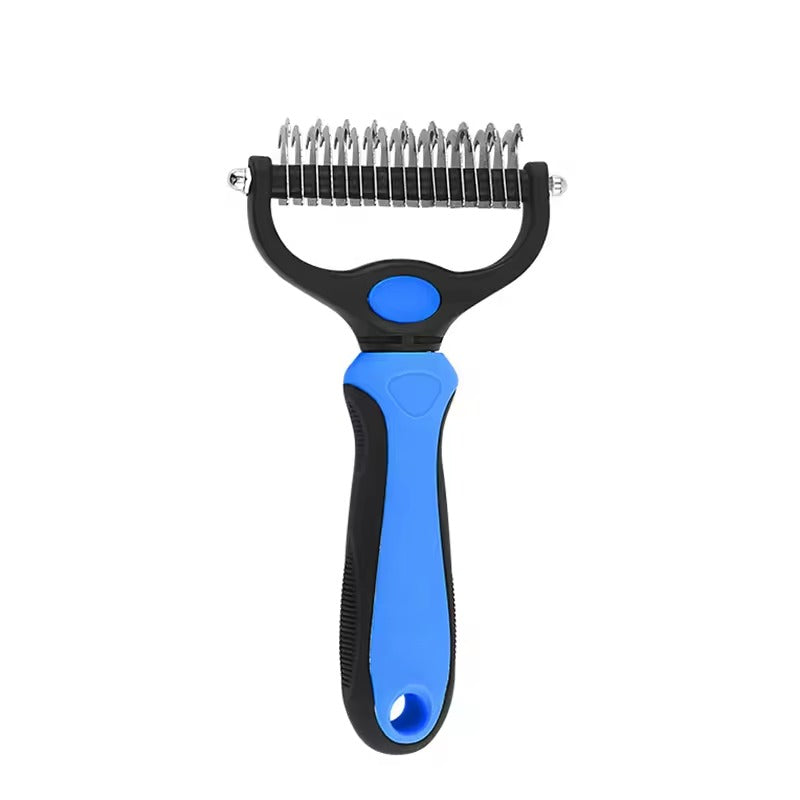 Professional Double-Sided Stainless Steel Undercoat Rake & Dematting Comb for Dogs and Cats - Safe Painless Mat Remover, Deshedding Tool for Matted Fur and Coat Maintenance