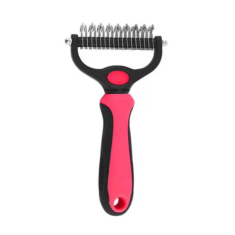 Professional Double-Sided Stainless Steel Undercoat Rake & Dematting Comb for Dogs and Cats - Safe Painless Mat Remover, Deshedding Tool for Matted Fur and Coat Maintenance